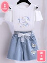 800円OFFクーポン ベビー服 女の子 ガールズ デニムパンツ セットアップ キッズ 子供服 ショート丈 プレゼント 赤ちゃん服 半袖 夏着 夏服 可愛い お...