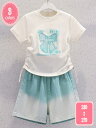1700円OFFクーポン 子供服 女の子 セットアップ 春夏 2点セット 半袖 ガールズ Tシャツ デニムパンツ ショート丈 上下セット キッズ 夏服 赤ちゃん...