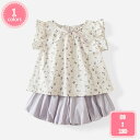 1700円OFFクーポン フリル付き セットアップ キッズ ベビー 子供 子ども こども 子供服 キッズ服 女の子 ガールズ 夏 夏物 夏服 春夏 春夏物 半袖 フリル キュロットパンツ 保育園 お出かけ ショートパンツ 花柄 ドット セット 上下セット YJSO