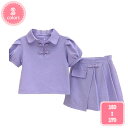 800円OFFクーポン 子供服 女の子 スカート セットアップ キッズ ジャージ 上下セット 半袖Tシャツ プリーツスカート 2点セット ポロネック インナーパ...