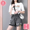 レディース 短パン ゆったり デニム ショートパンツ ハイウエスト 着痩せ 韓国ファッション ホットパンツ Aライン ボトムス 美脚 大きいサイズ おしゃれ 通勤 通学 カジュアル ナチュラル 体型カバー YJSO