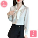 800円OFFクーポン ボウタイ 長袖 ブラウス シャツ レディース 大きいサイズ カットソー リボン プルオーバー Vネック きれいめ エレガント とろみ 無地 おしゃれ 着痩せ お出掛け フォーマル OL 通勤 ビジネス オフィス 春 夏 秋 YJSO