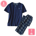 1000円OFFクーポン パジャマ メンズ 半袖 綿 春夏 夏用 ルームウェア Vネック 夏向き 紳士 男物 男性用 父の日 敬老の日 ギフト プレゼント 入院...