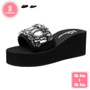 ミュール ウエッジソール ラインストーン ハイヒール 6cm サンダル 厚底 キラキラ 厚底ウェッジ サンダル セクシー おしゃれ つっかけ 大きいサイズ 小さいサイズ レディース靴 コスプレ 美脚 滑り止め オフィスサンダル YJSO