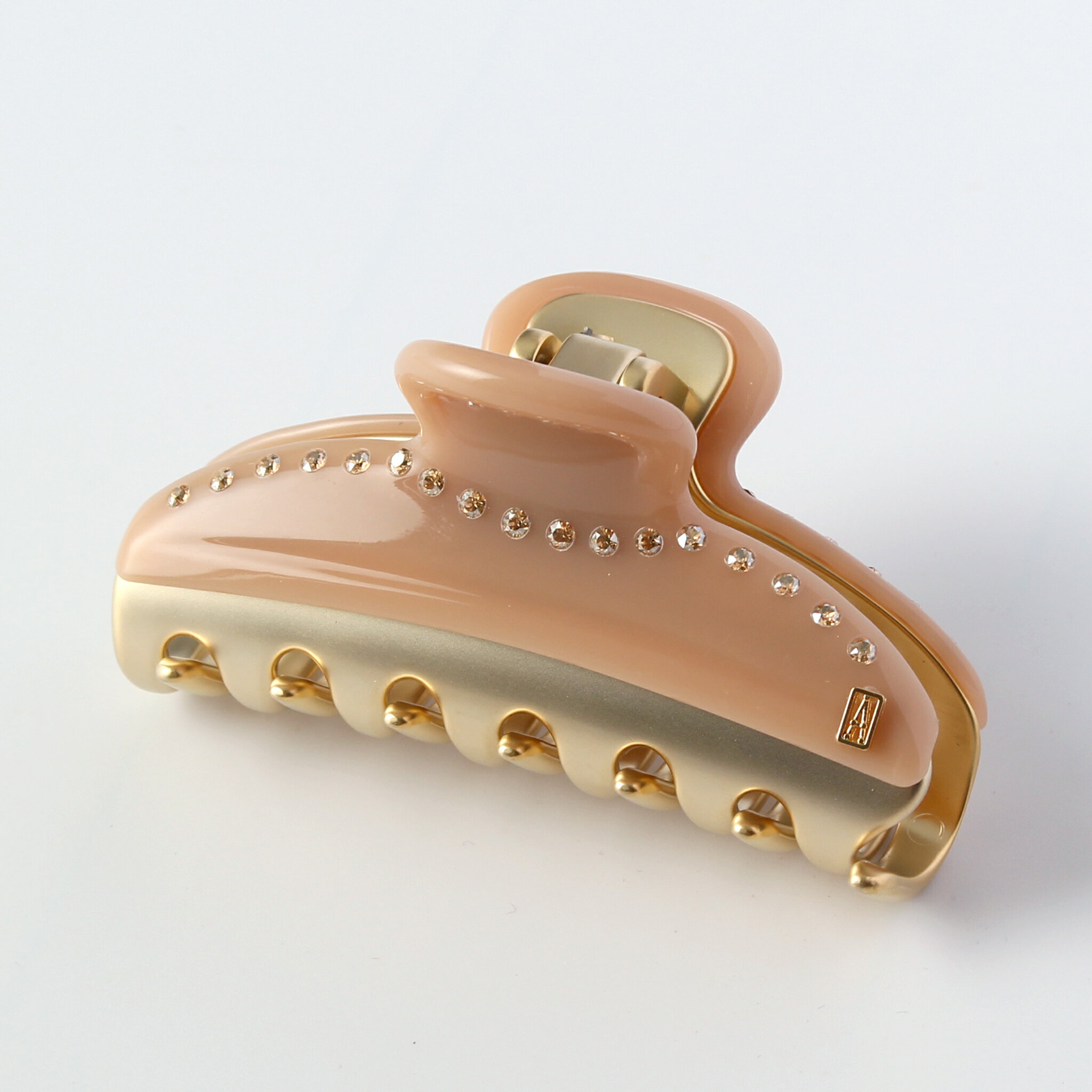 アレクサンドル ドゥ パリ ALEXANDRE DE PARIS ヘアクリップ オパールベージュ×ゴールド GLOSSY VENDOME CLIP 7.5cm ICCM-15571-03 OB OPALESCENT BEIGE【2023SS】のサムネイル