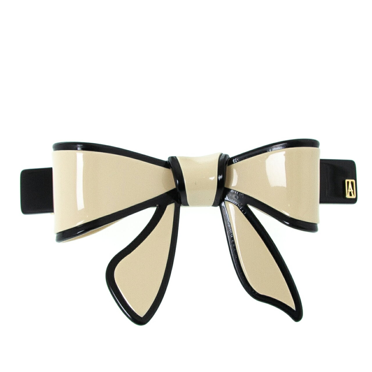 アレクサンドル ドゥ パリ ALEXANDRE DE PARIS バレッタ ライトベージュ×ブラック TENDERLY BARRETTE 8cm AA8-12689-03 X NOIR【2022AW】のサムネイル