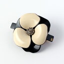 アレクサンドル ドゥ パリ ALEXANDRE DE PARIS バレッタ サンドベージュ×ブラック CAMELIA ST HONORE BARRETTE [カメリア] 8cm AA8-14178-03 S1 NOIR/PANAMA【国内配送】