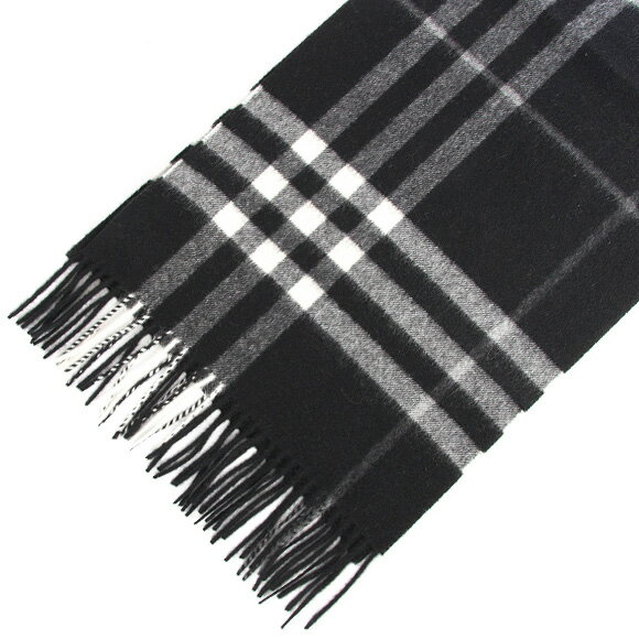 バーバリー BURBERRY カシミアマフラー ブラック GIANT CHK CS / GIANT ICON 80155371 SC:CS A1189 (4030500 168:CS 0010B) BLACK 【英国】