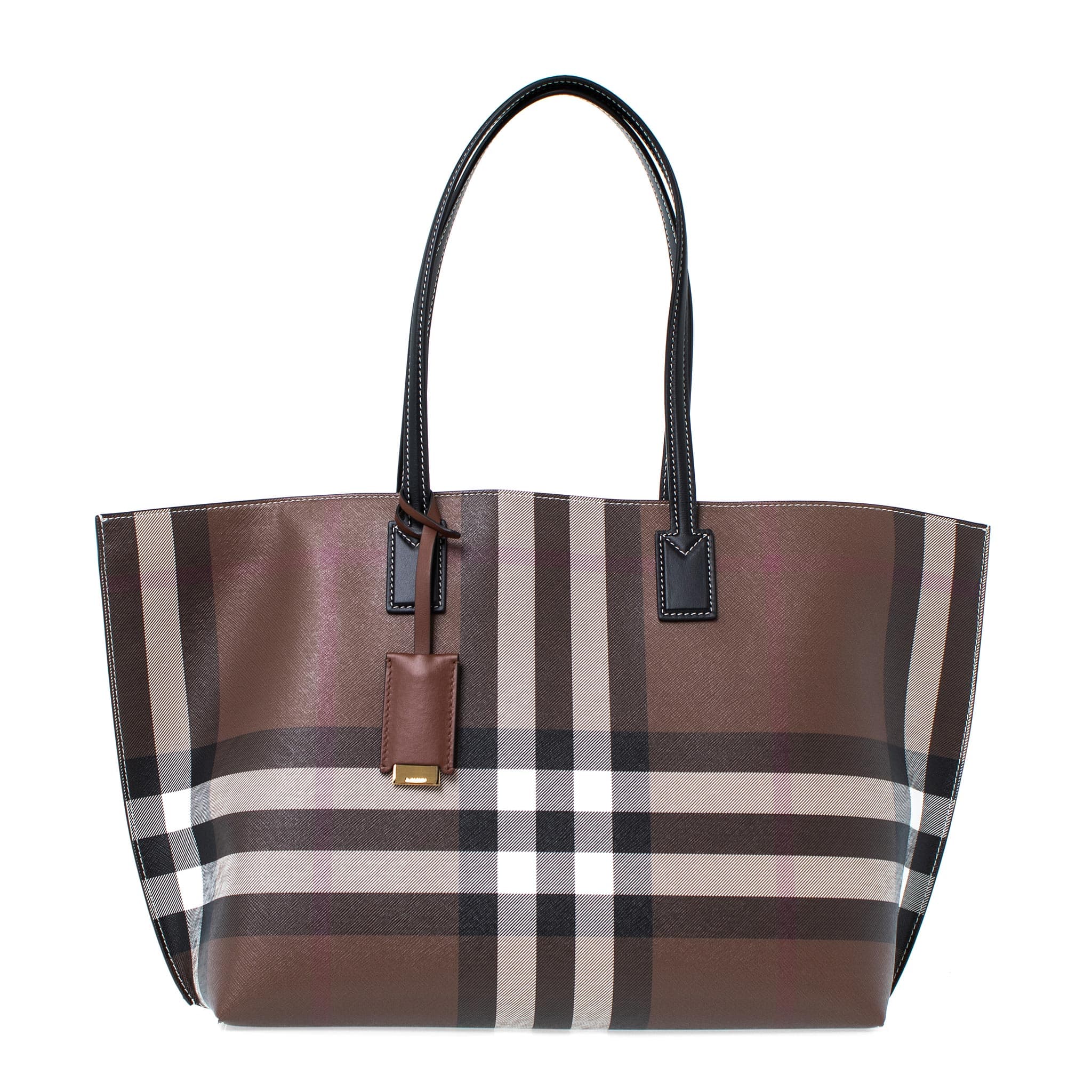 バーバリー BURBERRY バッグ レディース トートバッグ ダークバーチブラウン MD SOFT TB TOTE [チェック＆レザー ミディアム トート] 80525041 CL5:136285 / CL5:122035 A9011 DARK BIRCH BROWN【A4】【英国】