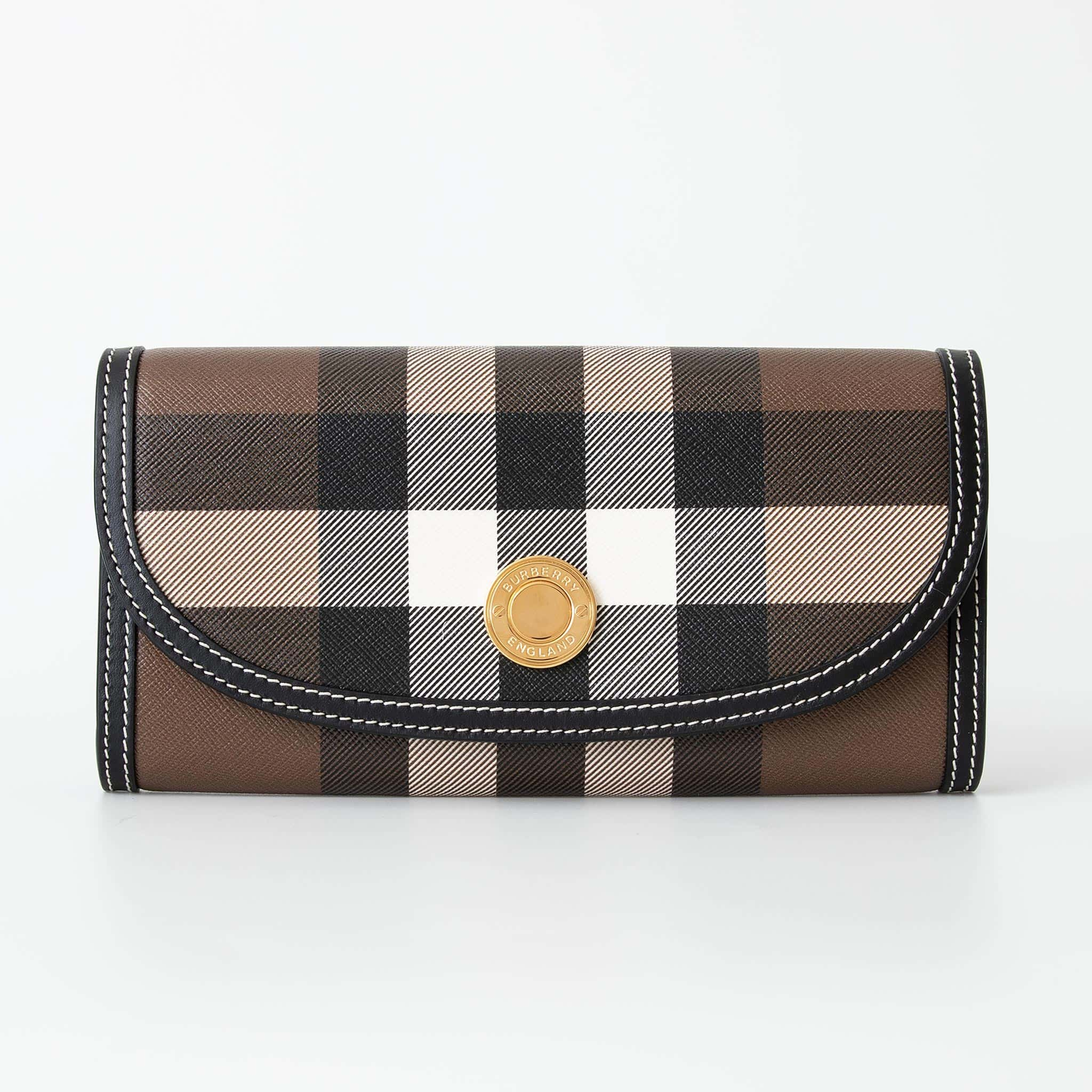 バーバリー 長財布 レディース バーバリー BURBERRY 財布 レディース 長財布 HALTON [チェック＆レザー コンチネンタルウォレット] 80726681 GC9:122035【英国】【2024SS】