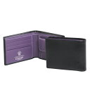 エッティンガー ETTINGER 財布 メンズ 二つ折り財布 ブラック BILLFOLD WITH 3 C/C COIN PURSE ST141JR BLACK/PURPLE PURPLE/STERLING COLLECTION【英国】