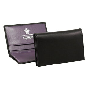 エッティンガー ETTINGER メンズ 名刺入れ（カードケース） ブラック LEATHER VISITING CARD CASE ST143JR BLACK/PURPLE PURPLE/STERLING COLLECTION【英国】