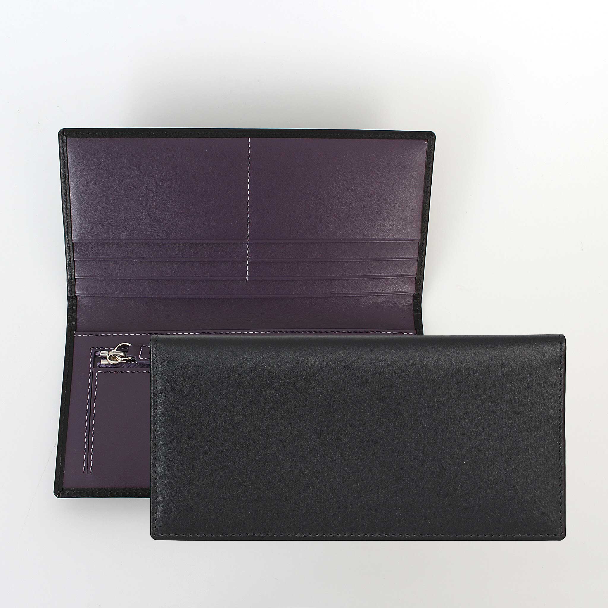 エッティンガー ETTINGER 財布 長財布（小銭入れ付き） ブラック/パープル LONG WALLET WITH ZIP POCKET メンズ ST953AEJR BLACK/PURPLE PURPLE/STERLING COLLECTION【英国ブランド】