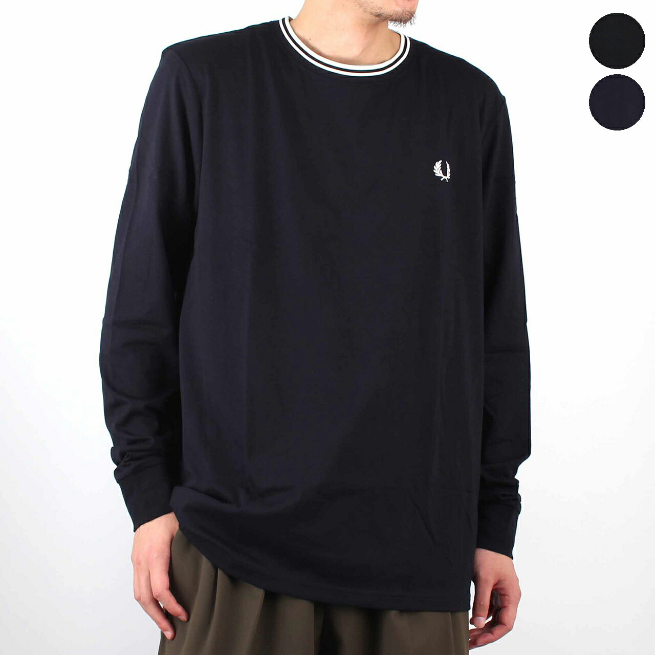 Rakuten - フレッドペリー FRED PERRY クルーネック長袖Tシャツ LONG SLEEVE TWIN TIPPED T-SHIRT メンズ レディース M9602【英国ブランド】【2026SS】