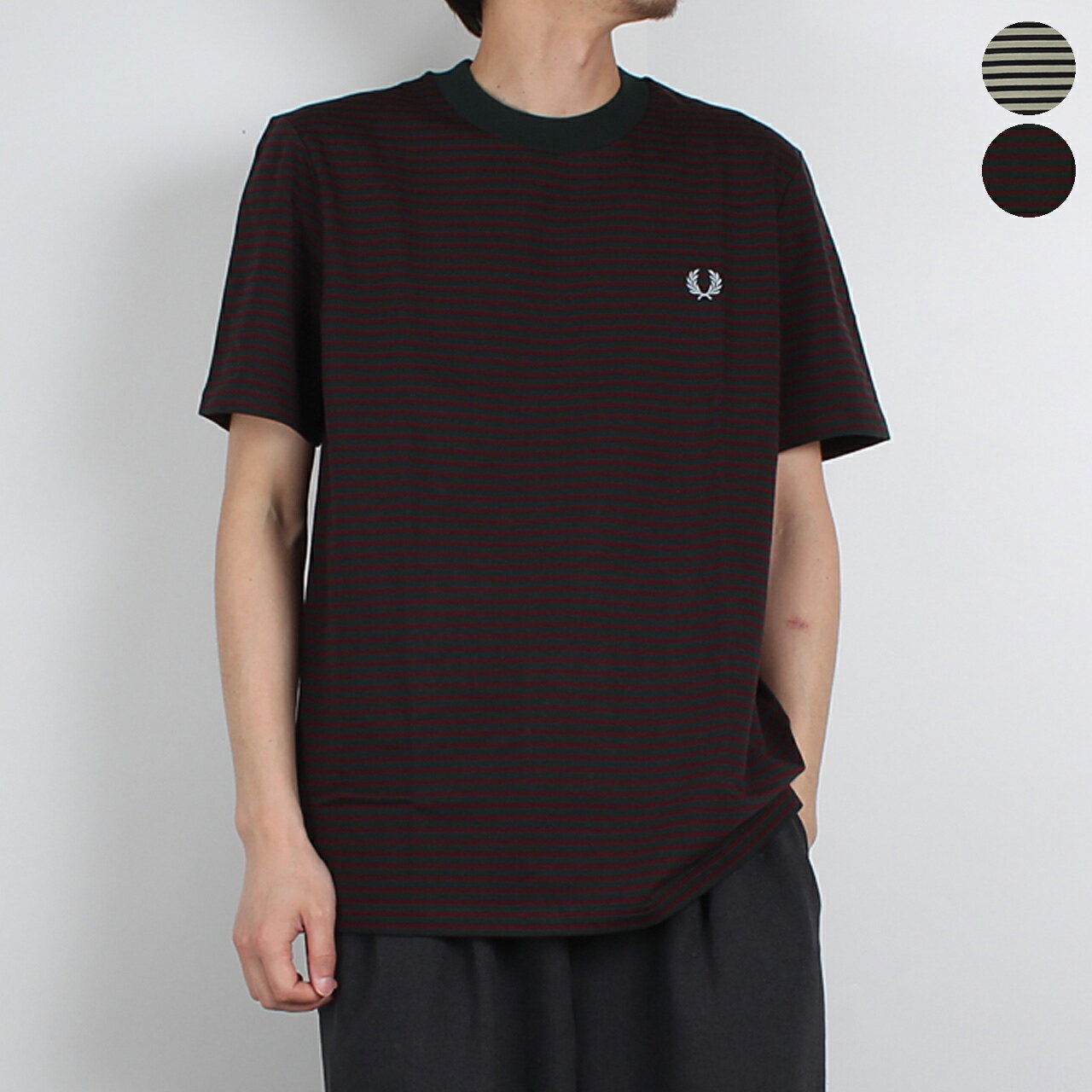 乐天商城 - フレッドペリー FRED PERRY 半袖Tシャツ FINE STRIPE HEAVY WEIGHT T-SHIRT メンズ レディース M6581【英国ブランド】【2026SS】