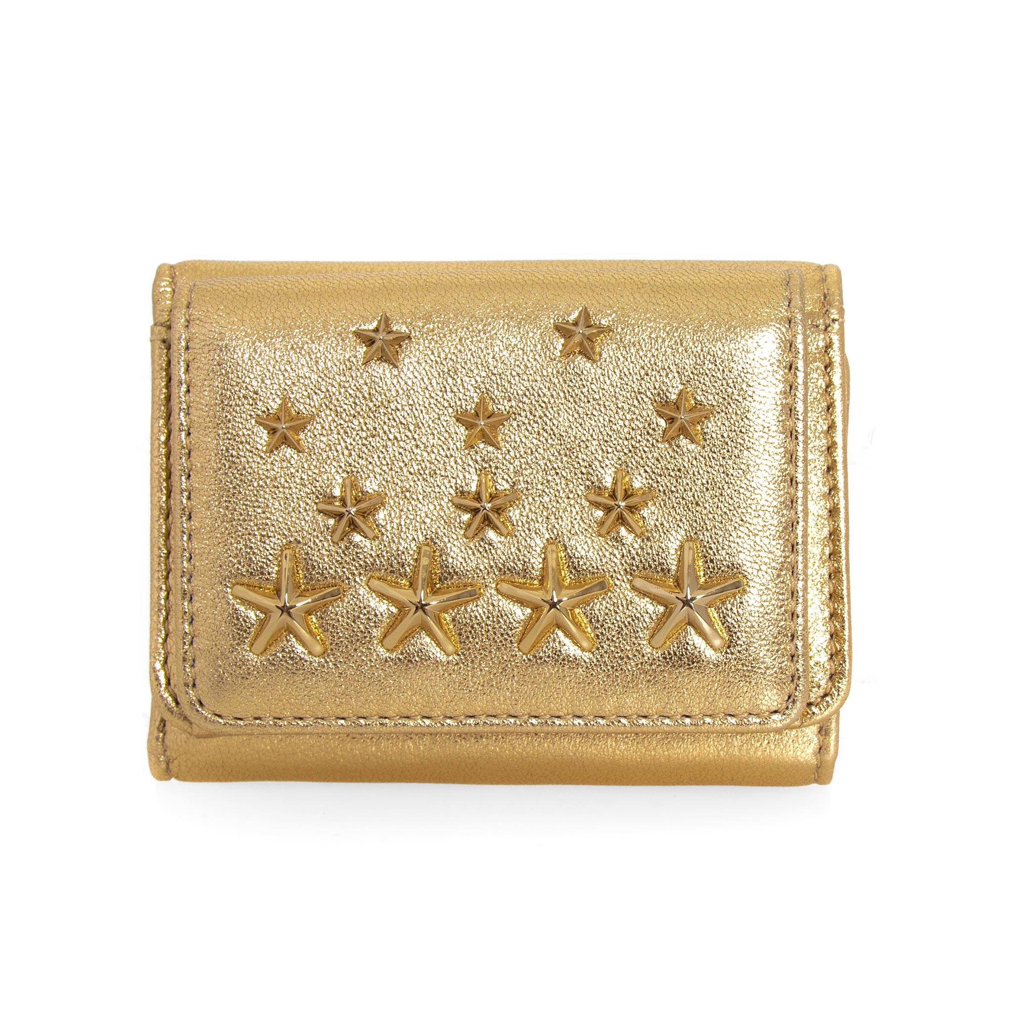 ジミーチュウ JIMMY CHOO 財布 レディース 三つ折り財布 ゴールド NEMO [ニモ] AMP METALLIC NAPPA W/DEGRADE METAL STARS OO0022 GOLD【ミニ財布】【英国】のサムネイル