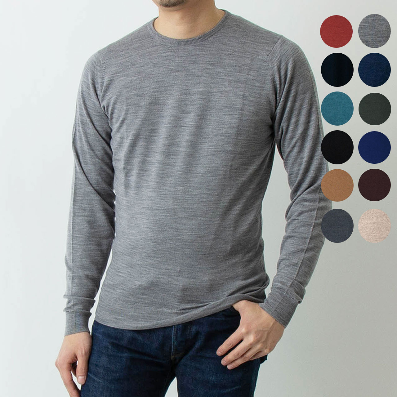 󥹥ɥ졼 JOHN SMEDLEY  롼ͥåĹµ˥å LUNDY CLASSIC CREW NECK PULLOVER...