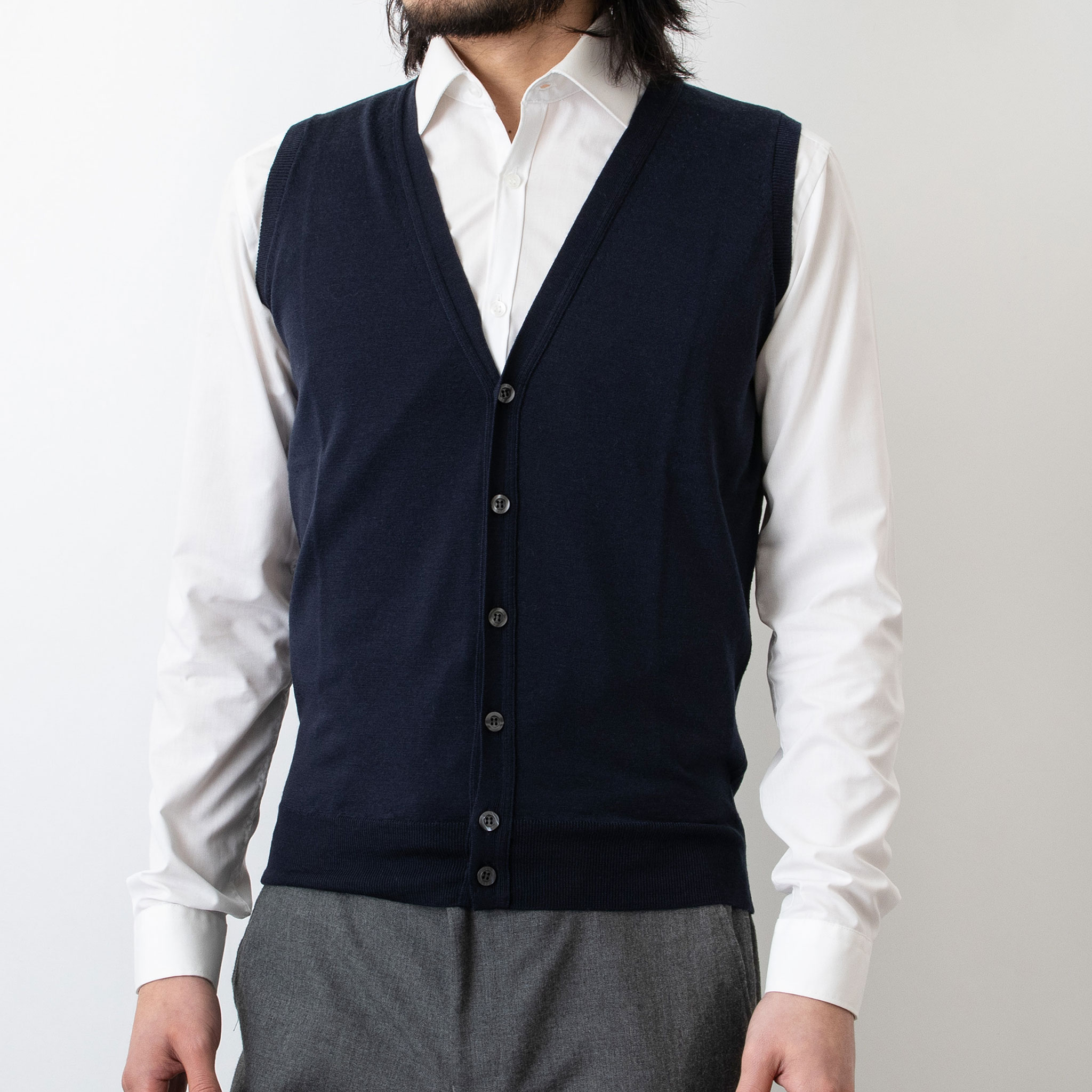 ジョンスメドレー JOHN SMEDLEY メンズ Vネックニットベスト HUNTSWOOD V NECK VEST 30G Vネックベスト STANDARD FIT【英国】