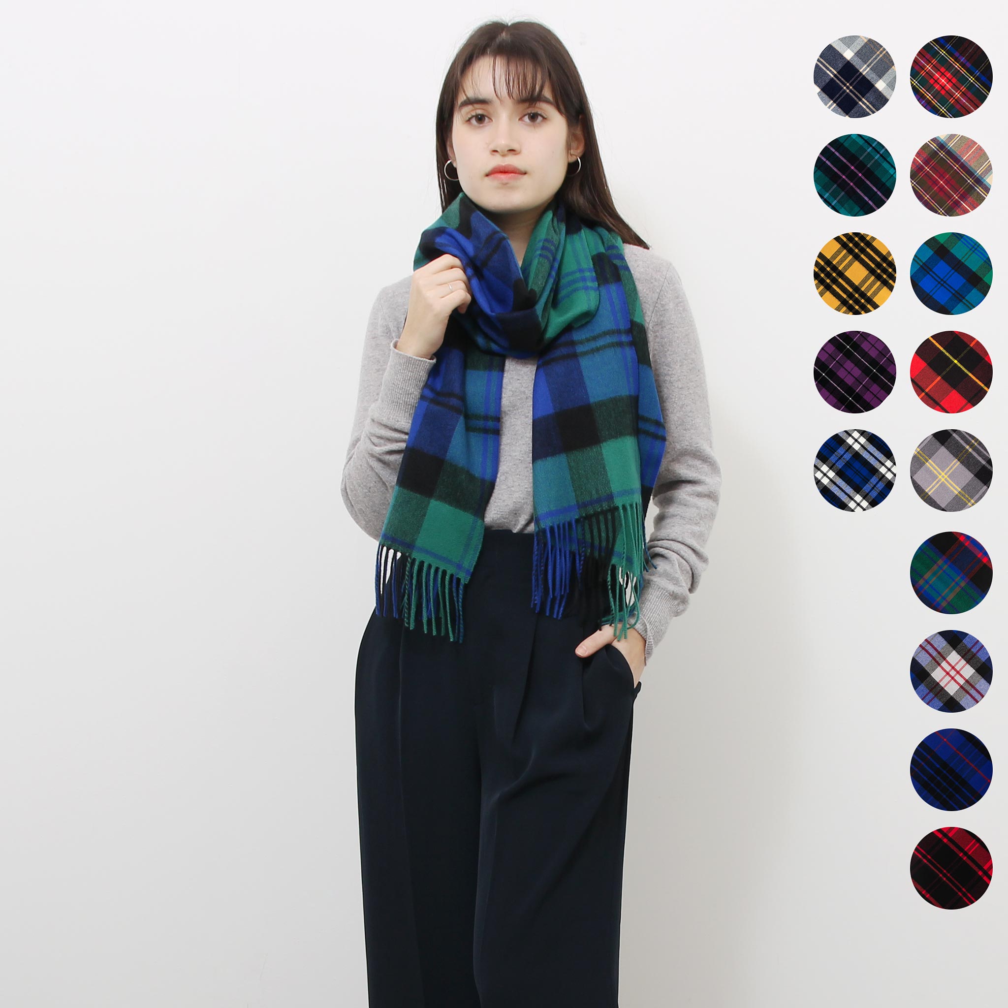 ジョンストンズ マフラー ジョンストンズ JOHNSTONS カシミアマフラー（カシミヤ） 中判ストール OVERSIZED CASHMERE TARTAN SCARF WA000057 WA57【英国】