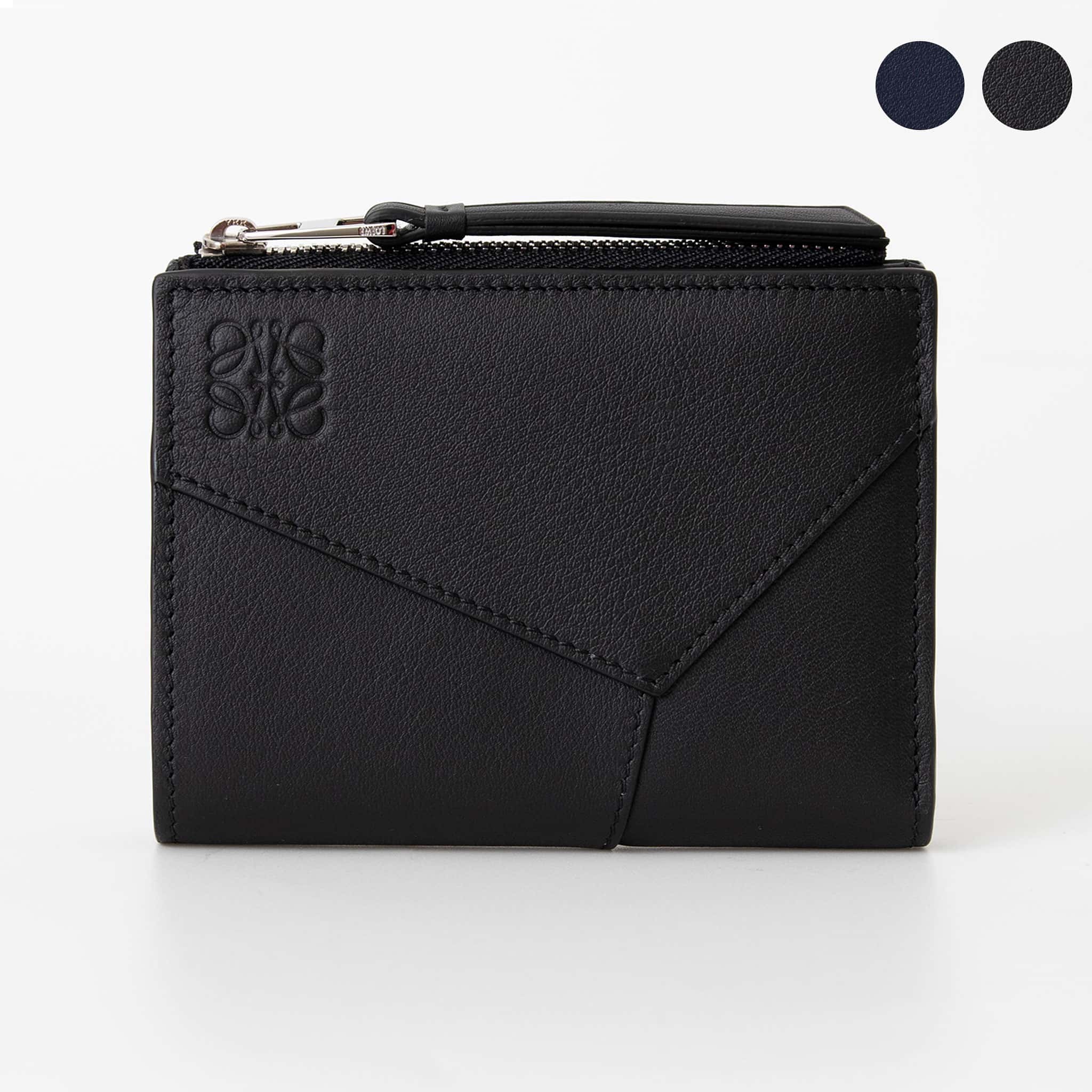 LOEWE 二つ折り財布 パズル スリムジップバイフォールド ウォレット黒