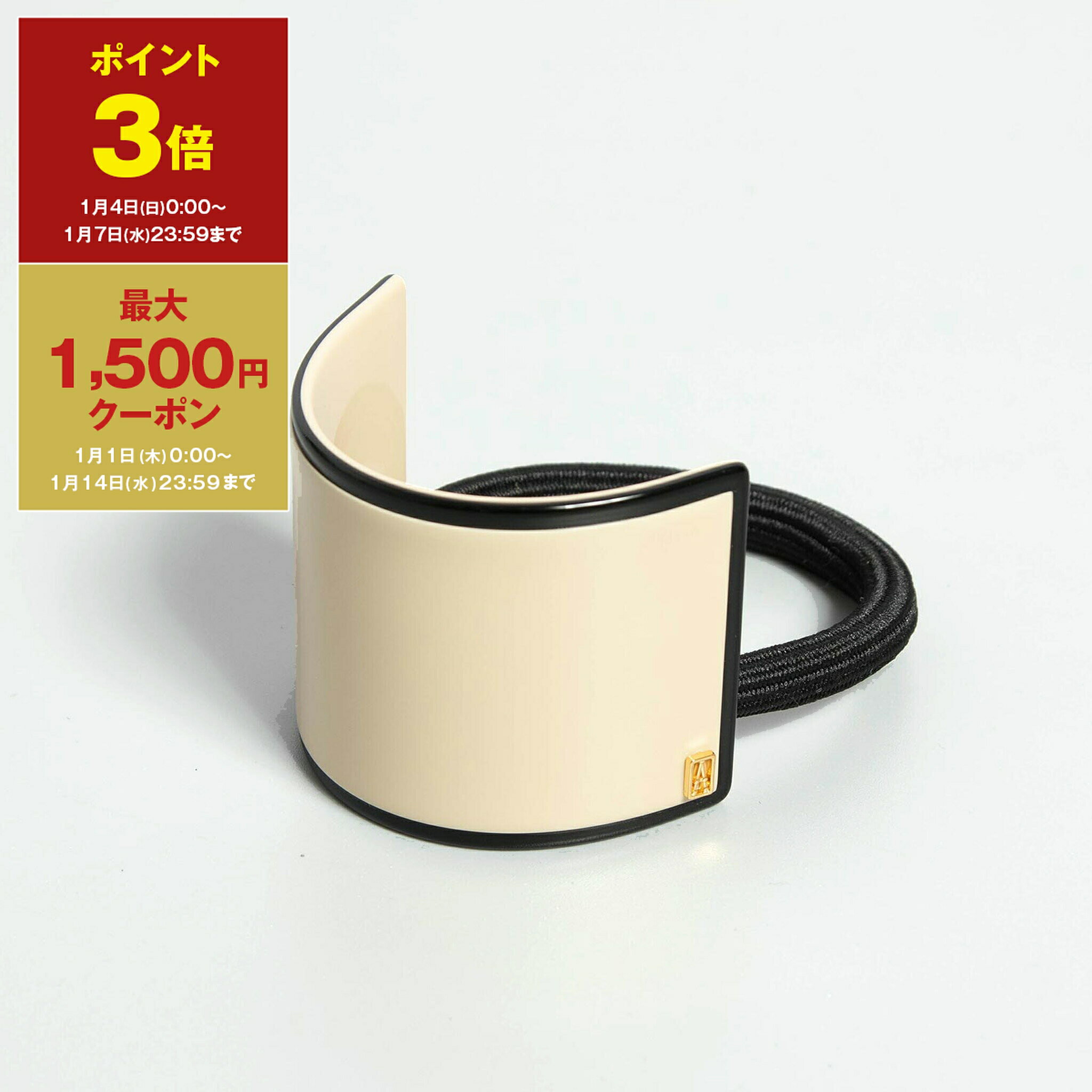 【ポイント3倍＆最大1,500円クーポン】アレクサンドル ドゥ パリ ALEXANDRE DE PARIS ヘアゴム ベージュ×ブラック LES LISERAI SAINT HONORE PONY レディース APY-16728-04 S VENDOME【2025AW-】