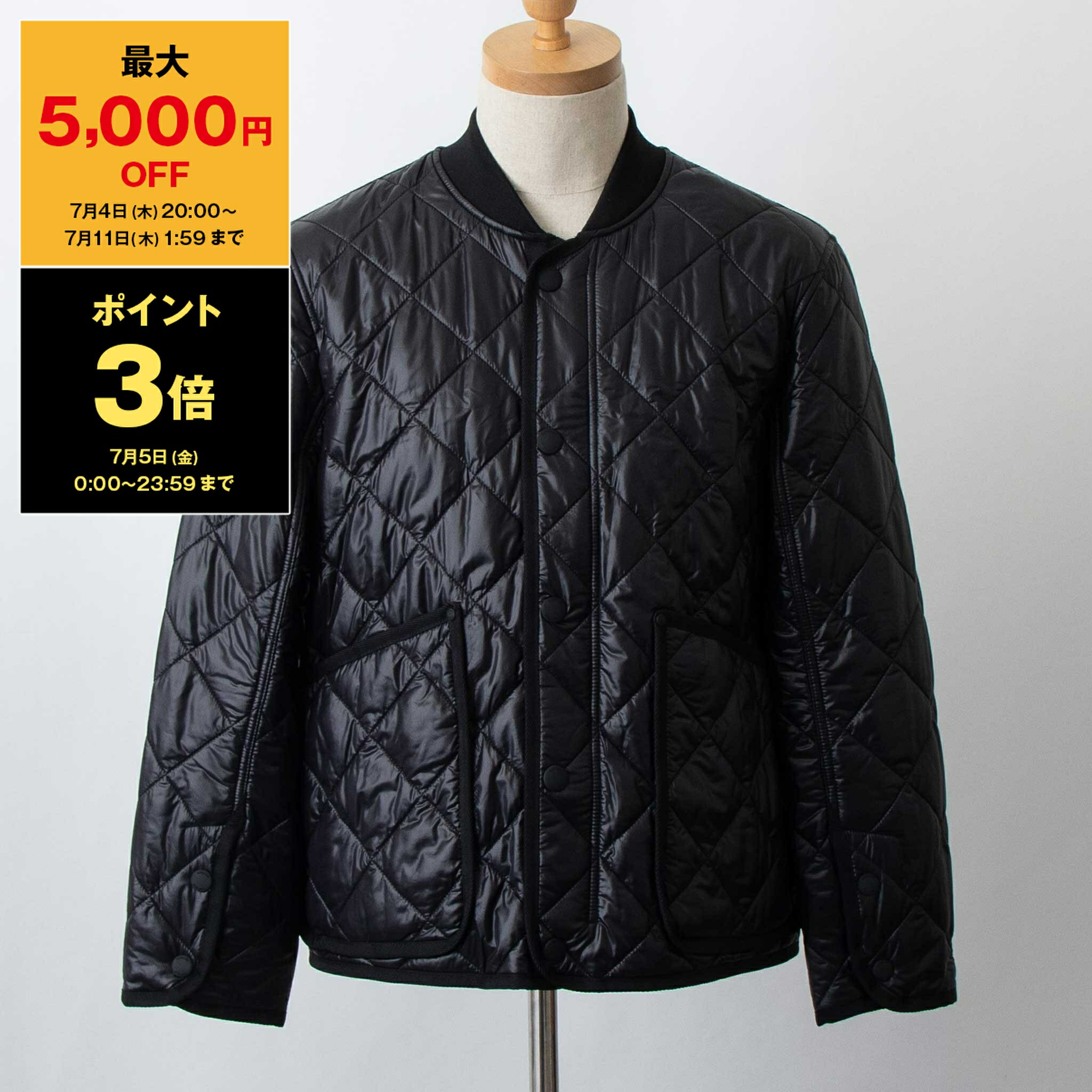 【ポイント3倍】バーバリー BURBERRY メンズ キルティングジャケット ブラック YORK 80550121 119675 A1189 BLACK【英国】