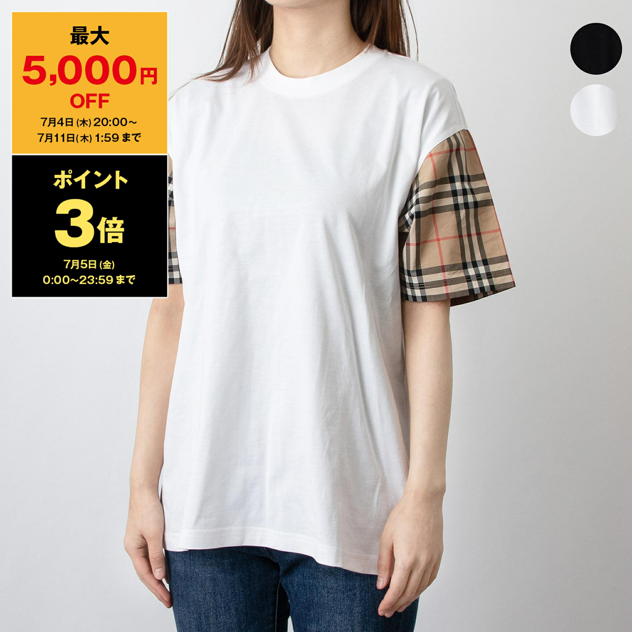 【10％OFFクーポン＆ポイント3倍】バーバリー BURBERRY レディース 半袖Tシャツ CARRICK CHK SLV:121048【英国】