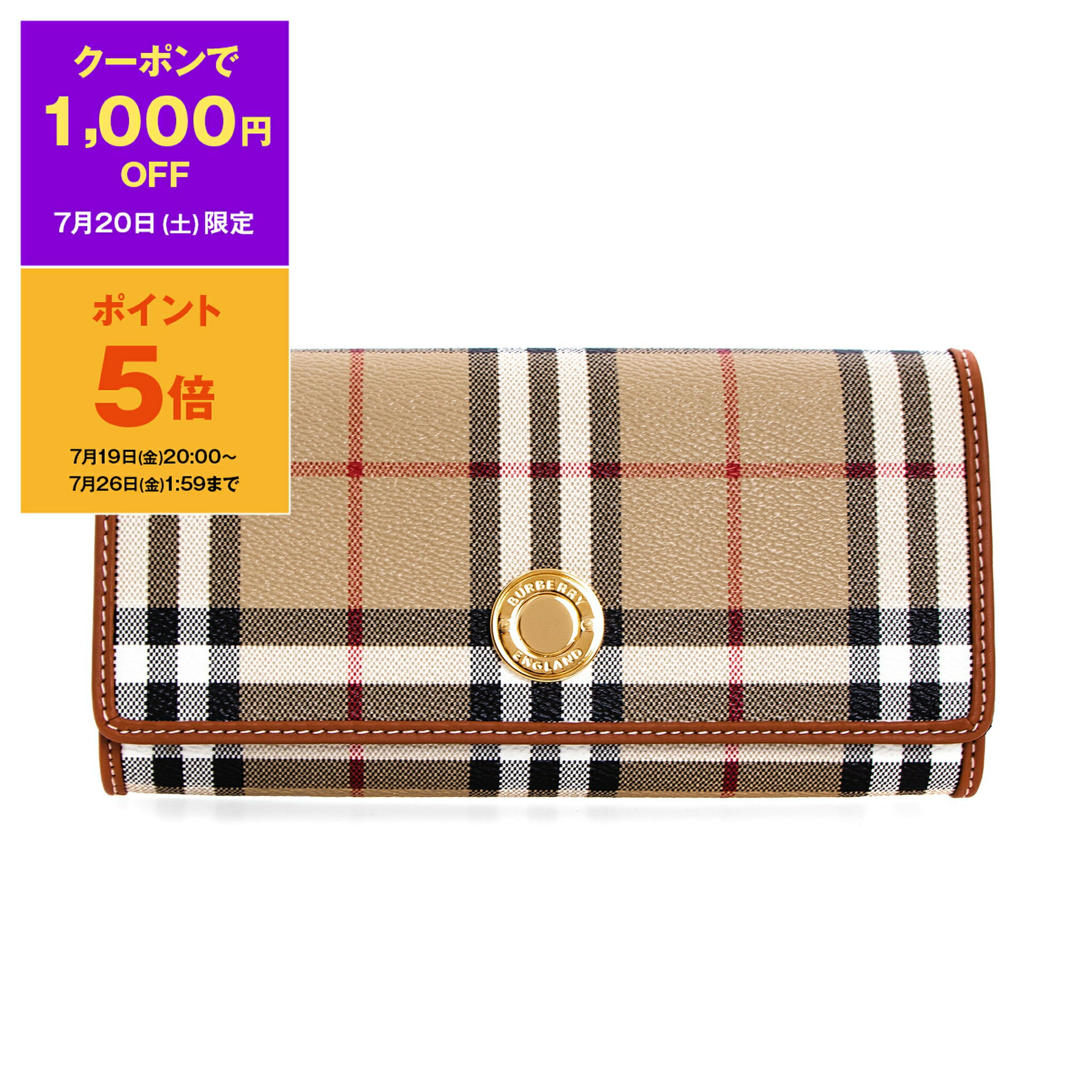 バーバリー 財布（レディース） 【ポイント3倍】バーバリー BURBERRY 財布 レディース 長財布 HALTON [チェック コンチネンタルウォレット] 80704141 DFC:143231 A7026 ARCHIVE BEIGE【英国】【2024SS】