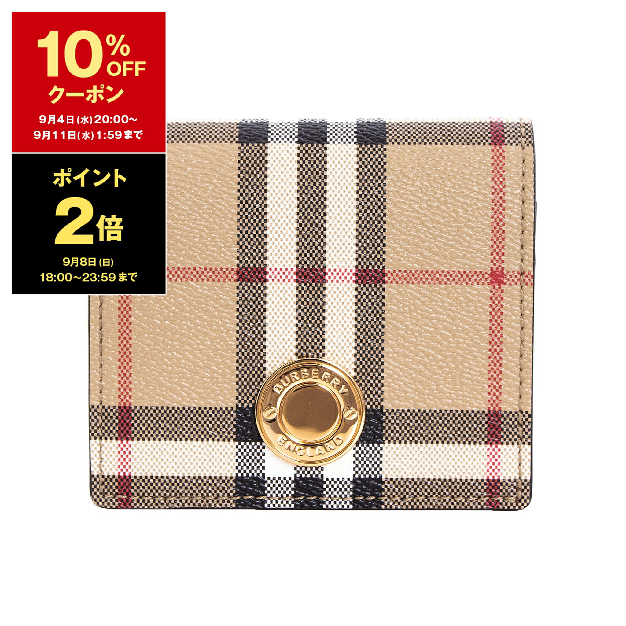 バーバリー 財布（レディース） 【ポイント3倍】バーバリー BURBERRY 財布 レディース 二つ折り財布 BIFOLD WALLET [チェック スモール フォールディングウォレット] 80704171 DFC:143231 A7026 ARCHIVE BEIGE【ミニ財布】【英国】【2024SS】