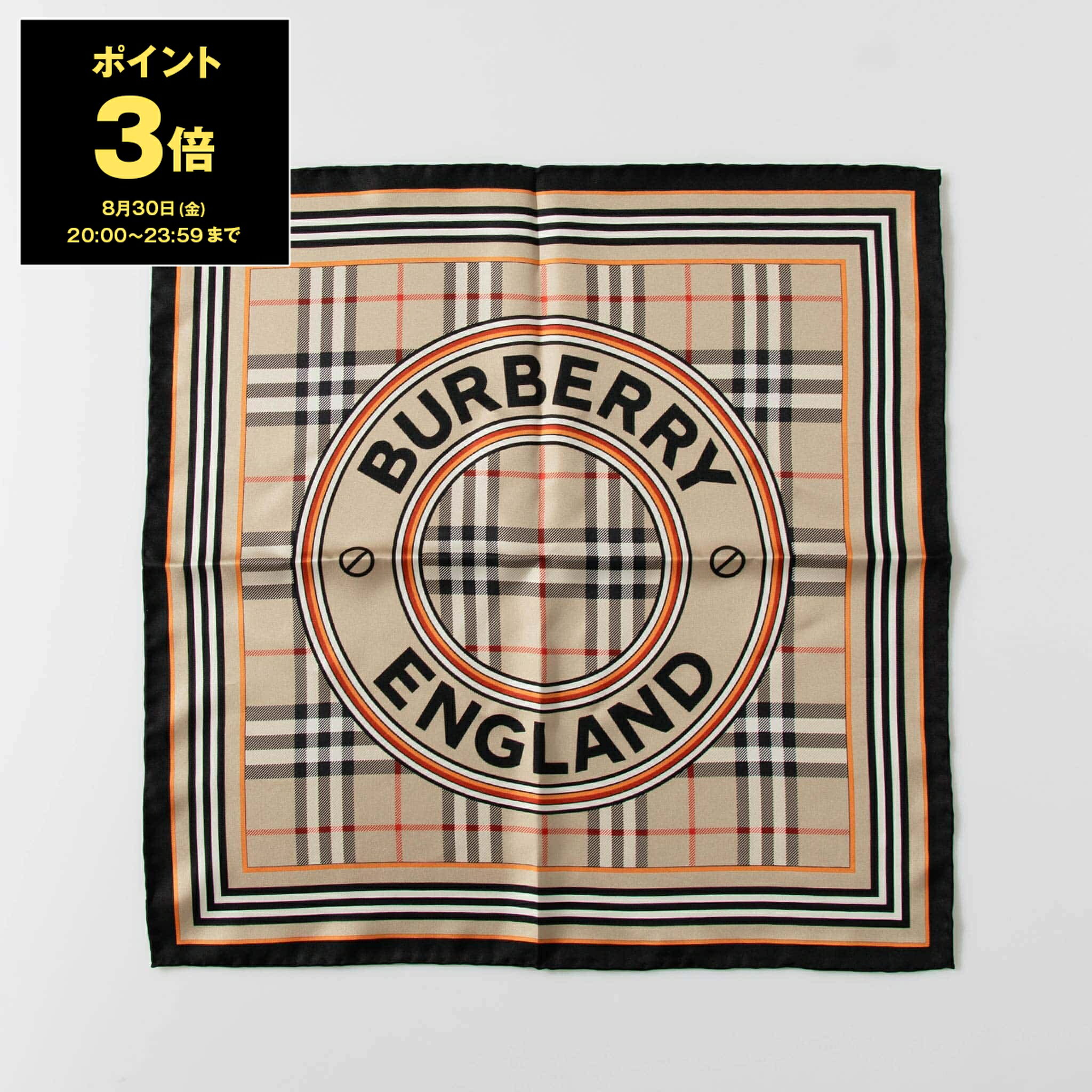 【5％OFFクーポン対象】バーバリー BURBERRY シルクスカーフ 45X45 HERTG STP BRDR [チェック シルク スカーフ] 80531831 BRDR:124810【英国】【2024SS】