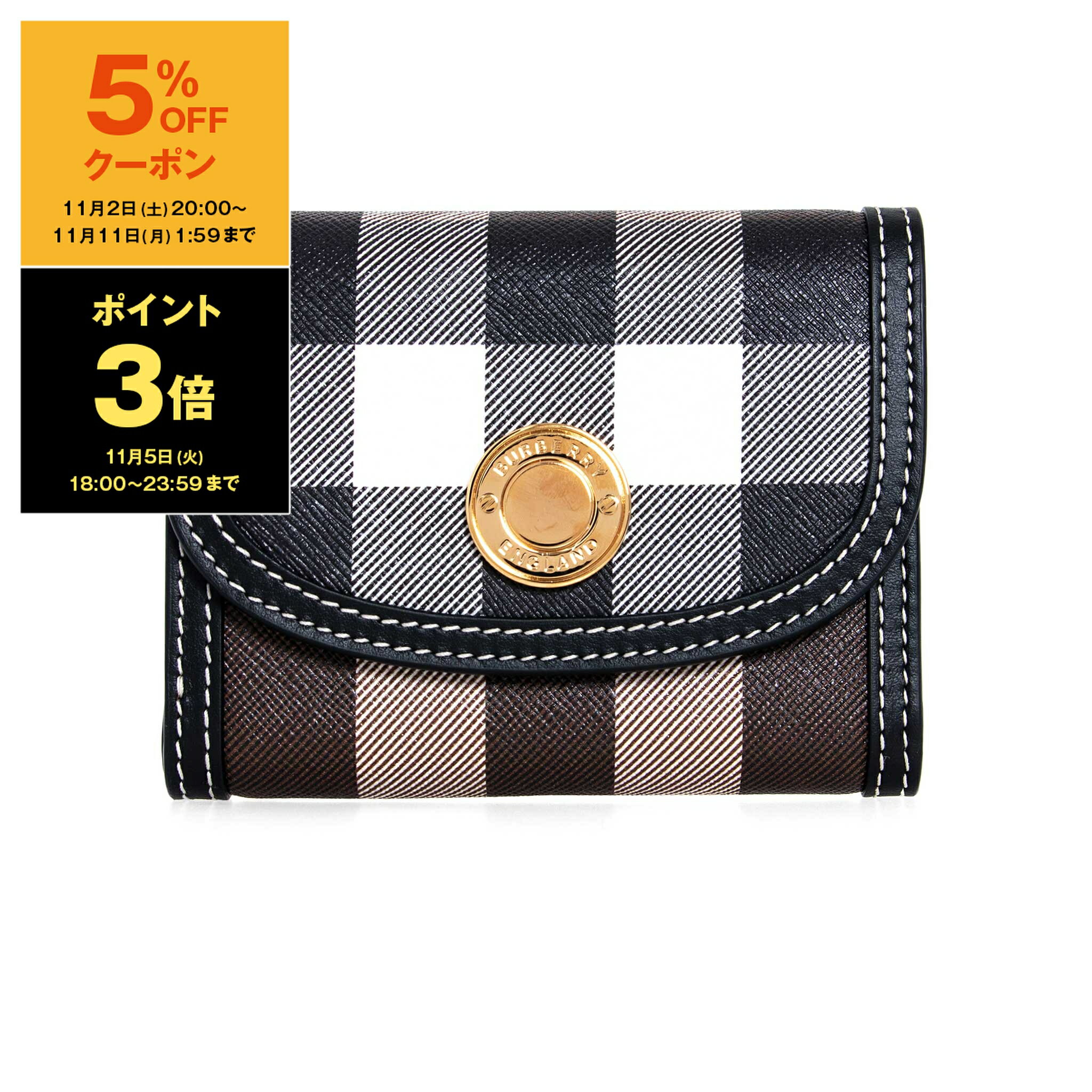 バーバリー 財布（レディース） 【10％OFFクーポン対象】バーバリー BURBERRY 財布 レディース 三つ折り財布 LANCASTER 80726691 GC9:122035 A8900 DARK BIRCH BROWN【ミニ財布】【英国】【2024SS】