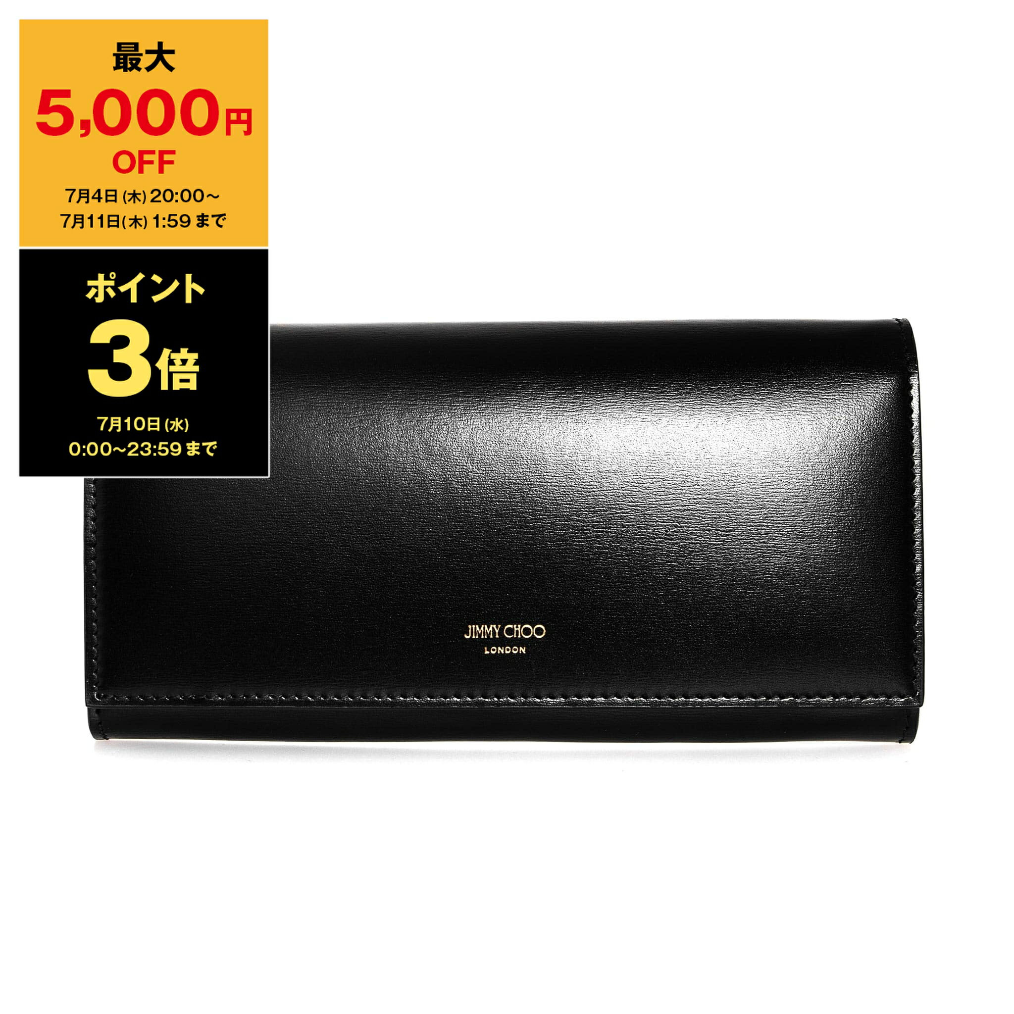 ジミーチュウ 財布（レディース） 【ポイント3倍】ジミーチュウ JIMMY CHOO 財布 レディース 長財布 MARTINA TAZ BOX CALF W/LOGO 232 BLACK/LIGHT GOLD【英国】