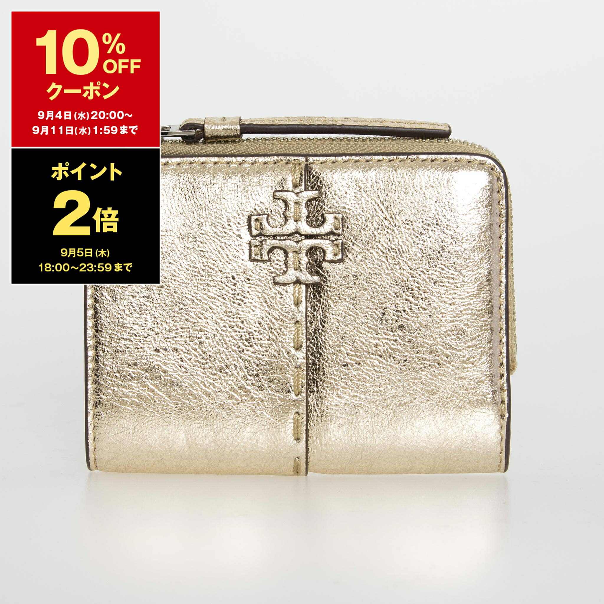 トリーバーチ 財布（レディース） 【5％OFFクーポン＆ポイント3倍】トリーバーチ TORY BURCH 財布 レディース 二つ折り財布 MCGRAW METALIC BIFOLD WALLET [マックグロー] 152590【ミニ財布】【2024SS】