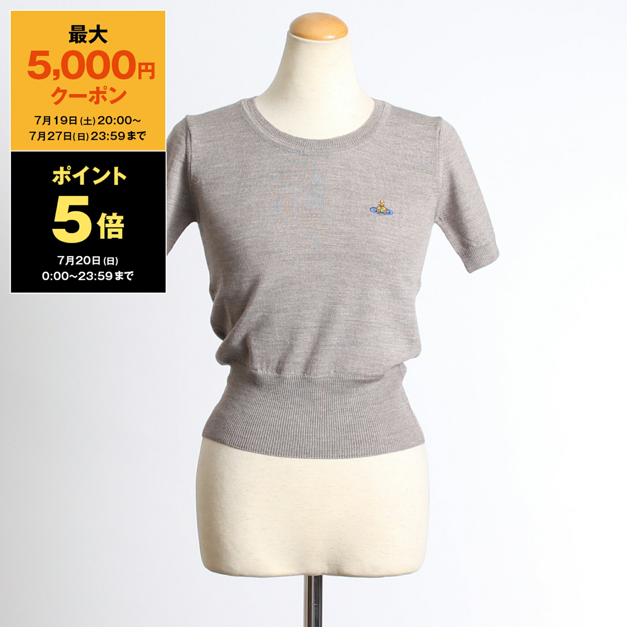 ヴィヴィアンウエストウッド 半袖ニット サマーニット クルーネック オーブ刺繍 ヴィヴィアンウエストウッド 半袖ニット サマーニット クルー