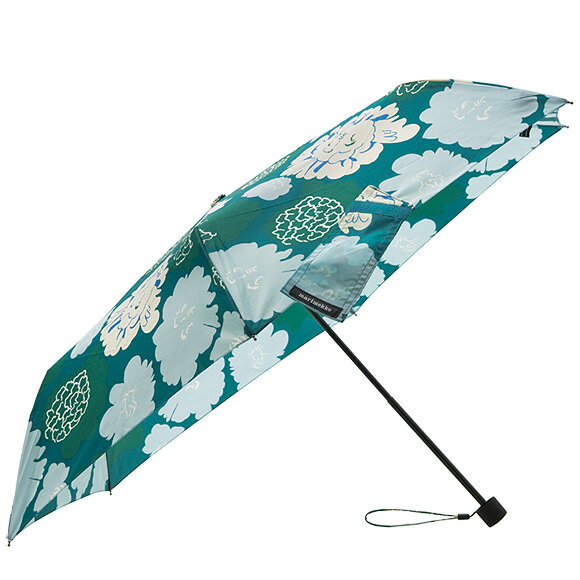 マリメッコ MARIMEKKO 傘 レディース 折りたたみ傘 グリーン×ブルー×ブラック（ピオニ柄） PIENI PIONI 3 SECTION MANUAL UMBRELLA 048573 667 GREEN/GREEN/BLUE【レイングッズ】【母の日】