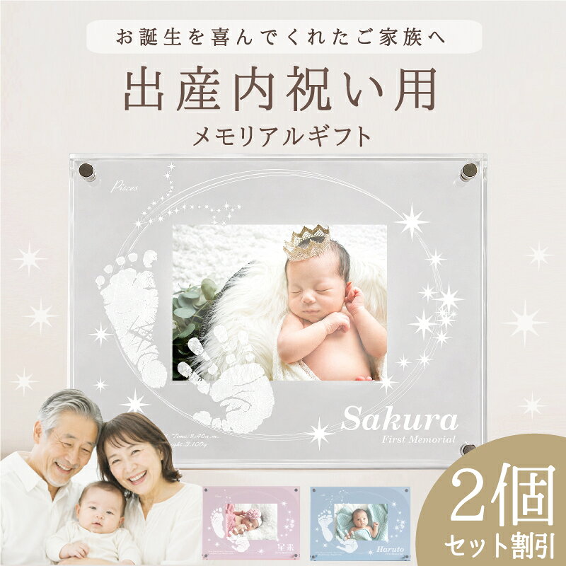 素材 アクリル（表板：透明、裏板：透明、カラー） 個数 2個 カラー クリア、ピンク、サックス ※お申込書にてお色を3色からお選び頂けます。 商品サイズ （幅）240mm×（高さ）180mm×（厚さ）7mm　（スタンド含まず） 彫刻内容 両手足形のうちいずれか2つ／お名前／お誕生日／出生時刻／身長／体重／星座 ※制作に関するご希望は、ご注文後にお送りする「お申込用紙」にご記入ください。 付属品 スタンド×2本、プラスネジ×2、ナット×4 彫刻できる手足形のサイズ 新生児～約24ヶ月程度まで 縦：約13cm×横：約15cmの枠に収まる手足形であれば、彫刻することができます。この範囲よりも大きな手足形の場合、デザインが変わる可能性があります。 お仕立券セット お申込用紙／返信用後納封筒／カタログ／手足形をとる専用インクキット／手足形のとり方説明書 ＊お仕立券のお届け 【メール便／ゆうパケット・送料無料】にて発送させていただきます。 ＊完成品のお届け 【宅配便／送料無料】にて発送させていただきます。 ギフトについて 明細書・DMなど価格の分かるものは同梱いたしません。また、お仕立券及び完成品の送料も全て商品代に含まれておりますので、相手先様に別途費用はかかりませんのでご安心ください。 ※お買い上げ明細書等は、ご注文者様にお届けさせていただきます。 お写真について お写真は、完成メモリアルがお手元に届き次第、ご自宅にて飾っていただけます。 撮影使用写真サイズ：L判（127×89mm）