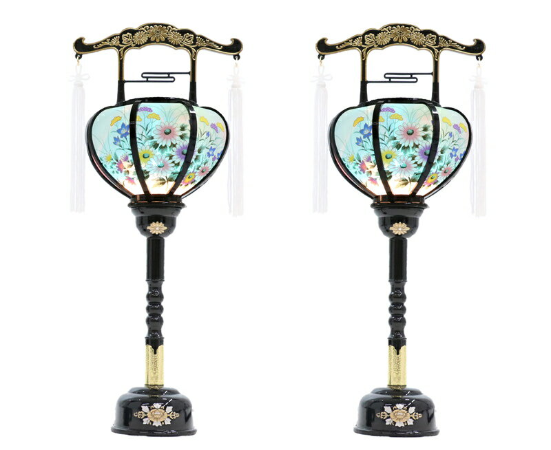 [エントリーでポイント＋5倍！] 盆提灯 新盆 廻転デラックス張1号 一対 お盆 初盆