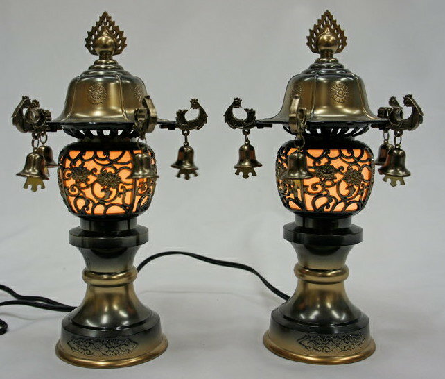 【和の灯り】【新盆】 7号鈴付銅色（一対） 【お盆】【灯籠】