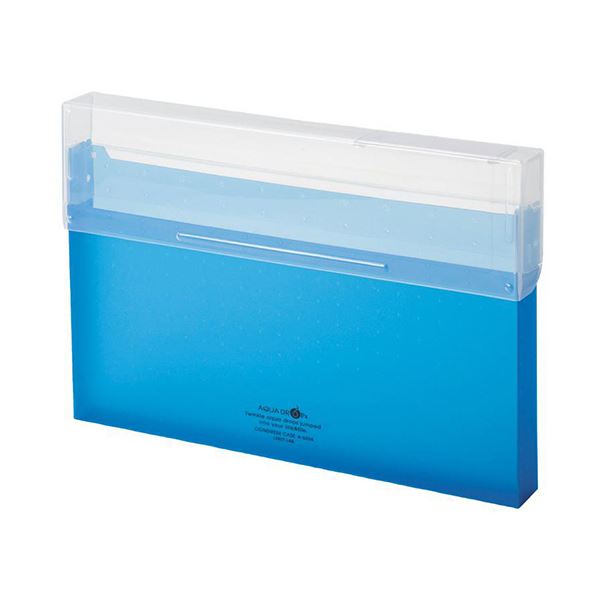 (インボイス対応)（まとめ）リヒトラブ AQUA DROPsコングレスケース A4 300枚収容 青 A-5024-8 1個【×3セット】