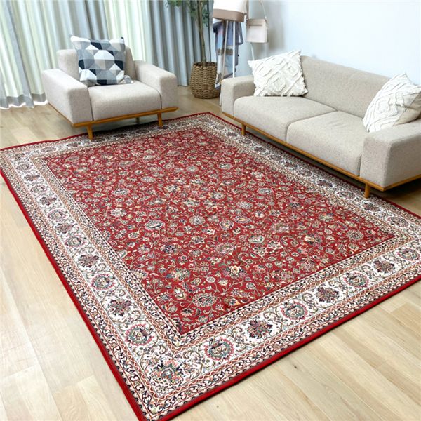 (インボイス対応)洗えて畳める 撥水加工 デザインカーペット 約130×190cm レッド【代引不可】
