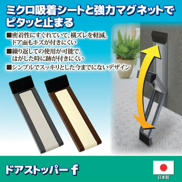 (インボイス対応)ドアストッパー 幅5.2×奥行16×高さ18cm グレー 強力マグネット 補助プレート 木ネジ付 ドアストッパーf 日本製 玄関ドア