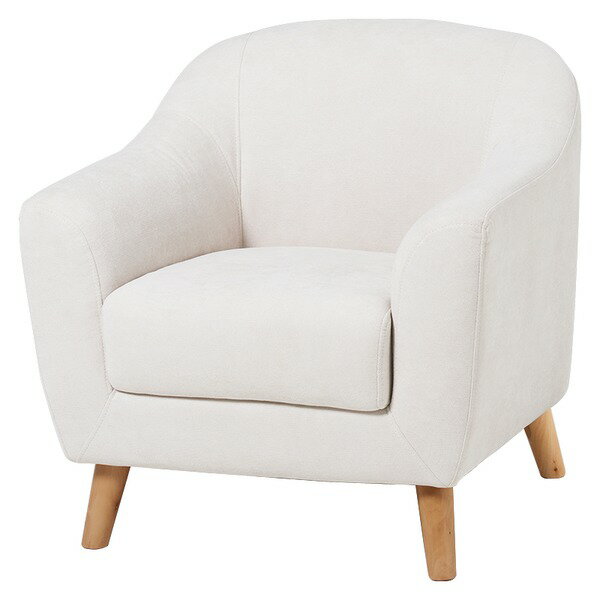 (インボイス対応)ソファ 1人掛け アイボリー 約幅70×奥行68×高さ60/73×座面高42/29cm 組立品 コンパクト【代引不可】