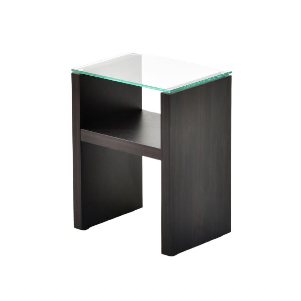 (インボイス対応)サイドテーブル ミニテーブル 約幅380mm ダークブラウン 強化ガラス ナイトテーブル 組立品 リビング ベッドルーム 寝室【代引不可】