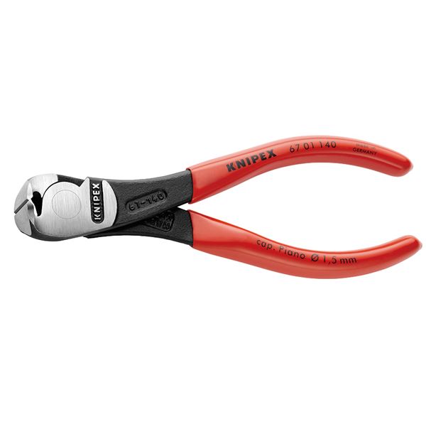 (インボイス対応)KNIPEX クニペックス ハイレバーエンドニッパー プラスチックコーティング サイズ50×15×140mm パック入 6701-140SB