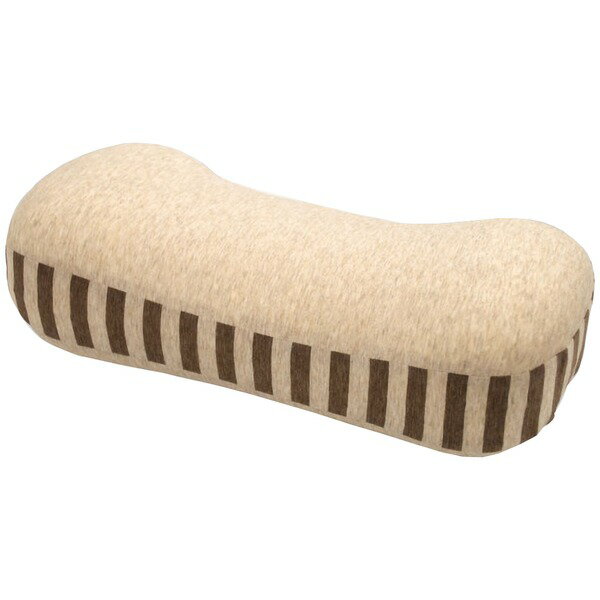 (インボイス対応)腰当てクッション 座布団 / ベージュ / 20×41cm 長方形 ストライプ柄 低反発ウレタンフォーム 『ニットストライプ』 九装