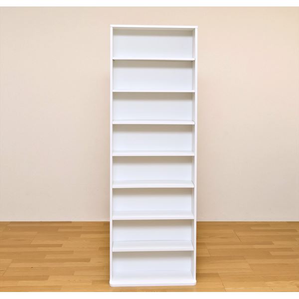 (インボイス対応)コミックラック(本棚) 【ハイタイプ】 木製 幅60cm×奥行22.5cm 転倒防止金具/可動棚付き ホワイト(白)【代引不可】