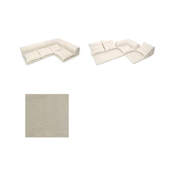(インボイス対応)フロアソファー 3点セット 【アイボリー スエード生地】 高さ33cm 1人掛け 2人掛け コーナー付き 日本製 KSA-252IV【代引不可】