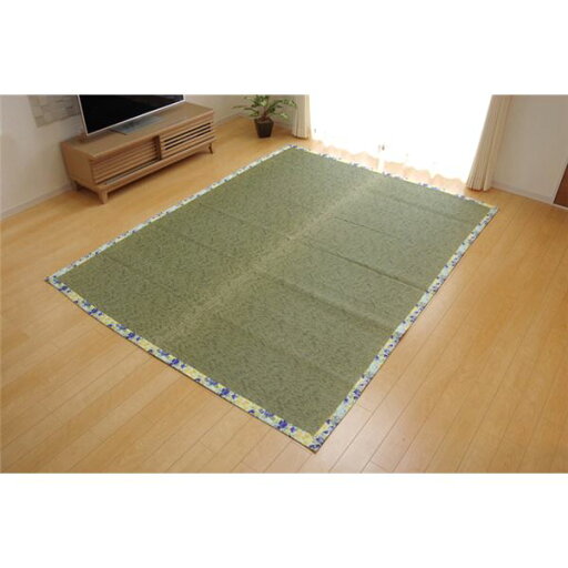 (インボイス対応)い草 ラグマット/絨毯 【花柄 ブルー 約191×191cm】 防滑加工 抗菌防臭 調湿機能 〔リビング ダイニング〕【代引不可】 (インボイス対応)い草 ラグマット/絨毯 【花柄 ブルー 約191×191cm】 防滑加工 抗菌防臭 調湿機能 〔リビング ダイニング〕【代引不可】