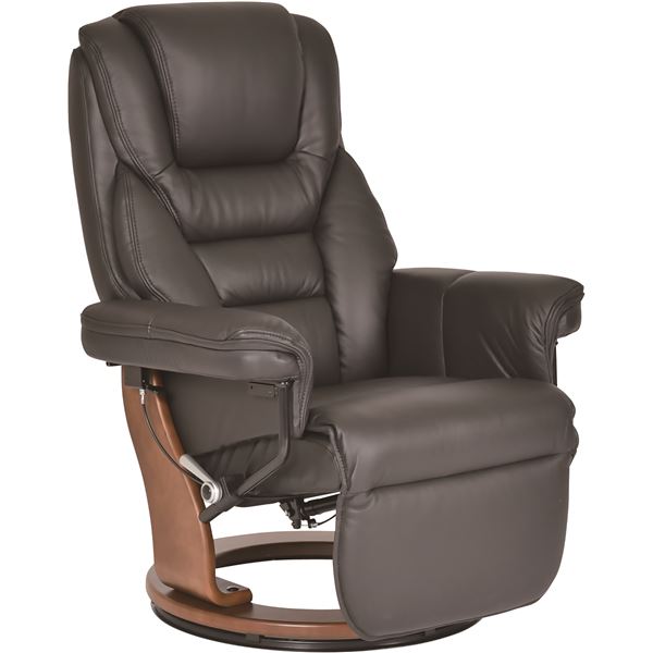 (インボイス対応)パーソナルチェア リクライニングチェア 幅80cm 1人掛け 本革 360度回転 リクライニング 肘付き オットマン一体型 ブラック BK 組立品【代引不可】