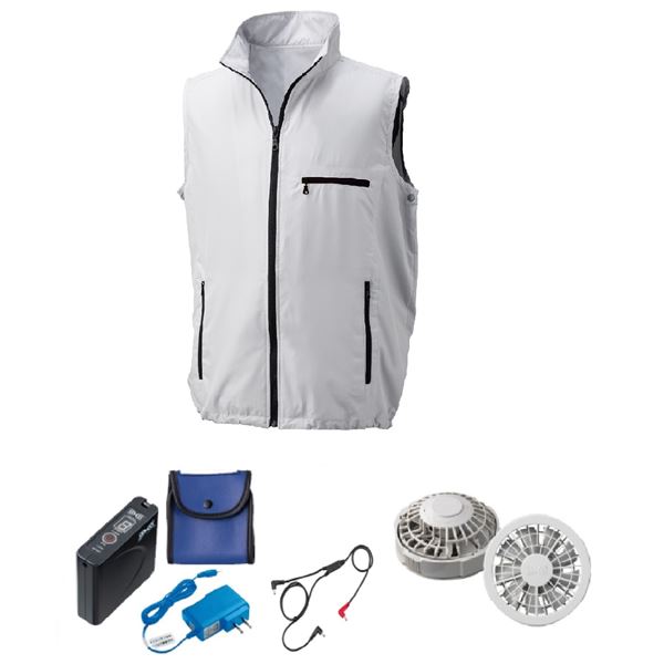 (インボイス対応)KU91830 空調服 R ポリエステル製 ベスト FAN2200G・RD9261・LISUPER1セット シルバー..